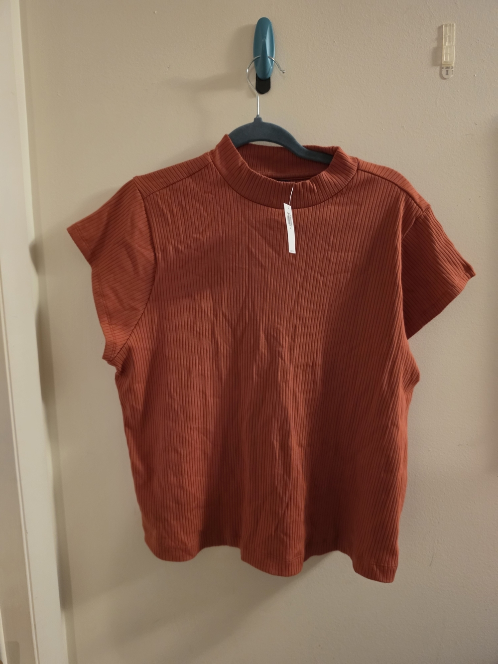 Old Navy Rust Ribbed Mock Neck Short Sleeve Top Size 2x